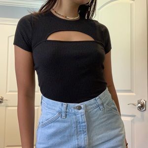 black cut-out t-shirt